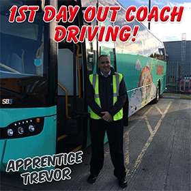 Apprentice Trevor's 1st Day Out Coach Driving!